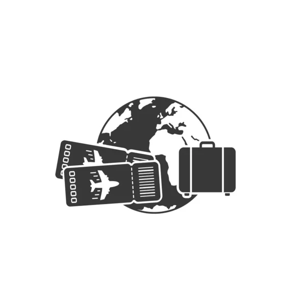 Travel Icon Passport Travel Baggage Travel Airplane Icon Logo Isolated — Vector de stock