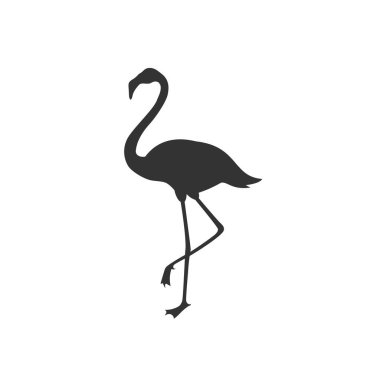 Flamingo kuş simgesi düz stil, vektör illüstrasyon tasarımı beyaz arkaplanda