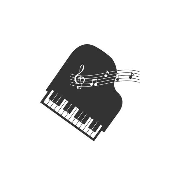Grand Piano Icon Silhouette White Background Vector — Stockový vektor