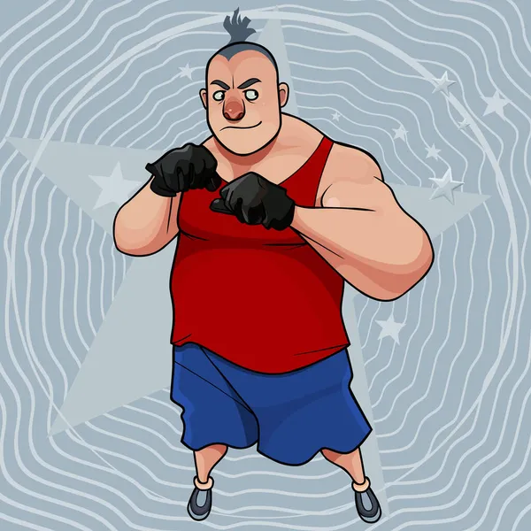 Divertido Hombre Dibujos Animados Sombrío Guantes Para Posición Boxeo — Archivo Imágenes Vectoriales