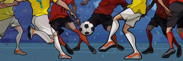 Мальована Вручну Ілюстрація Футбольного Матчу Двох Команд Вид Ноги Ячем Стокова Ілюстрація