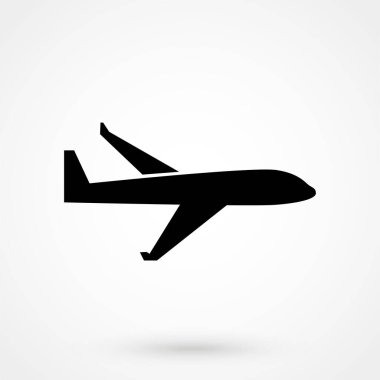 Arka planda uçak ikonu düz tasarımı izole edildi
