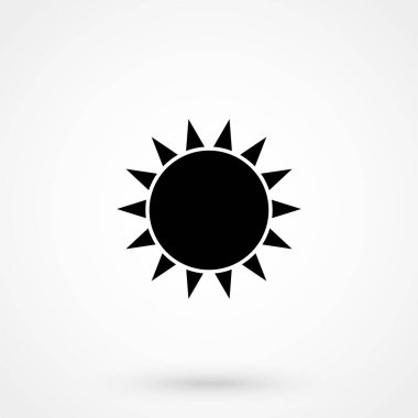 Arkaplanda izole edilmiş vektör güneş simgesi düz tasarımı
