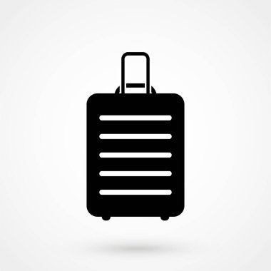 Bavul tekerlek vektör simgesinde. Siyahlı düz vektör çizimi. EPS 10