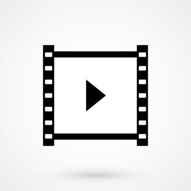 Vektör video oynatıcı simgesi. Siyahlı düz vektör çizimi. EPS 10