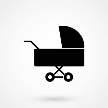 Bebek arabası ikonu. Siyahlı düz vektör çizimi. EPS 10