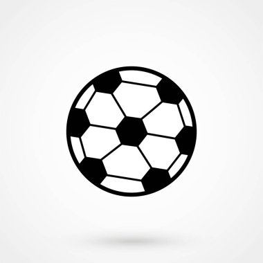 Futbol topu simgesi. Beyaz arka plan üzerinde izole vektör futbol topu. Siyah düz vektör çizim. EPS 10