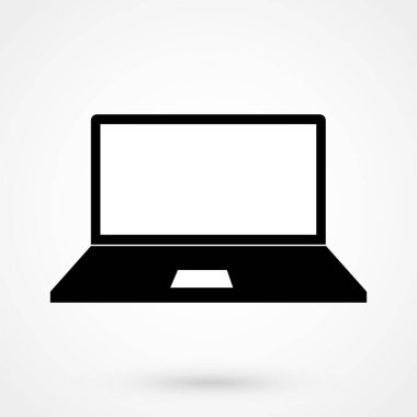 Laptop Simge Vektörü. Siyahlı düz vektör çizimi. EPS 10