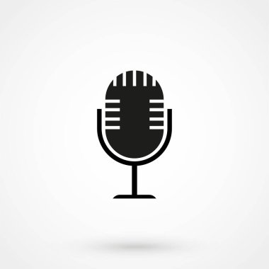 Beyaz arka plan üzerinde mikrofon simgesi. Vektör çizim.