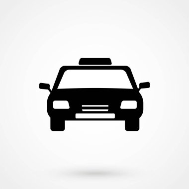 Beyaz arka planda taksi simgesi. Vektör illüstrasyonu.