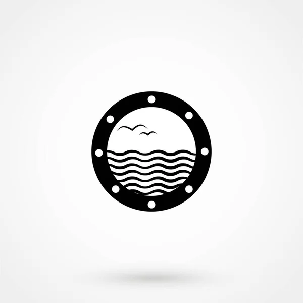 Boat Window Icon White Background Vector Illustration — Stockvektor