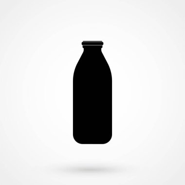 Beyaz arka plan üzerinde süt şişesi simgesi. Vektör çizim.