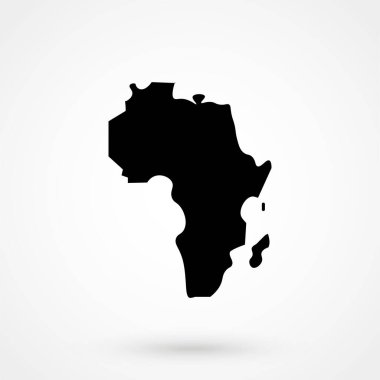 Afrika Kıtasının Ayrıntılı Haritası Siyah Silüet ile