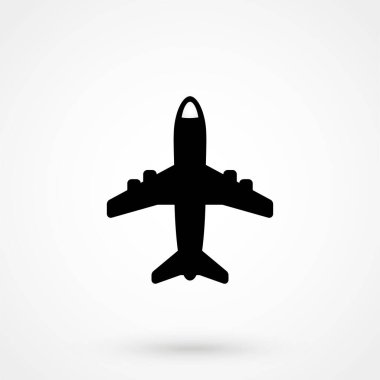 Beyaz arkaplanda bir uçak simgesi. vektör illüstrasyonu.