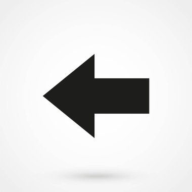 Beyaz arkaplanda Sol Ok Simgesi. Vektör illüstrasyonu.