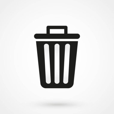 Beyaz arkaplanda çöp kutusu simgesi. Vektör illüstrasyonu.