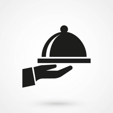 Yemek tepsisi el simgesi basit pişirme işareti vektör çizim üzerinde