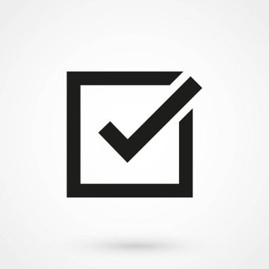 Onay işareti simgesi beyaz arka plan üzerinde. Vektör çizim.