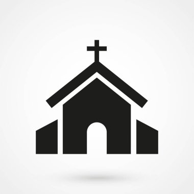 Beyaz arka planda vektör kilise simgesi. Vektör illüstrasyonu.