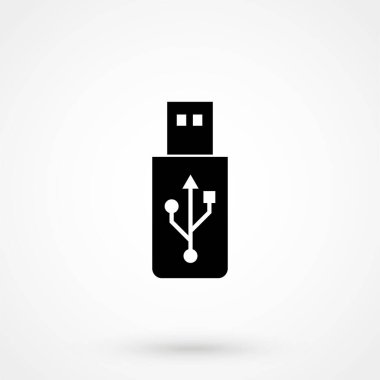 Beyaz arkaplanda usb flash disk vektör simgesi. Vektör illüstrasyonu.