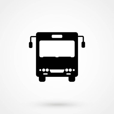 Beyaz arka planda Gri Okul Otobüsü simgesi. Vektör illüstrasyonu.