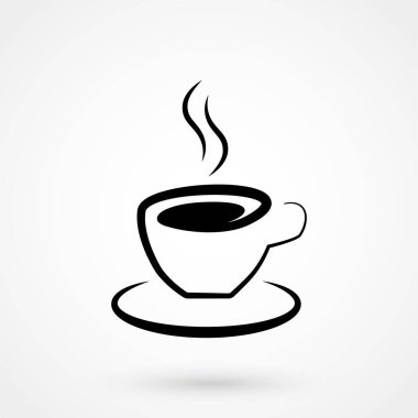 Beyaz arka planda kahve fincanı simgesi. Vektör illüstrasyonu.