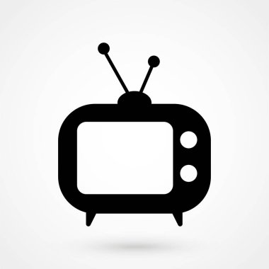 Tv Simgesi gri arkaplanda izole edildi. Televizyon sembolü