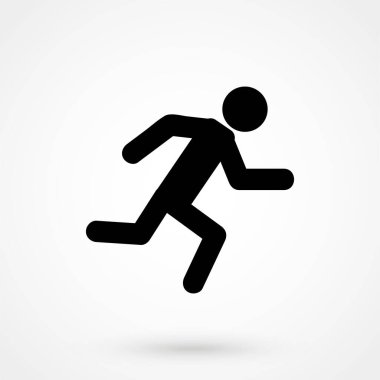 Beyaz arkaplanda çalışan adam simgesi izole edildi, Vektör sanatı.