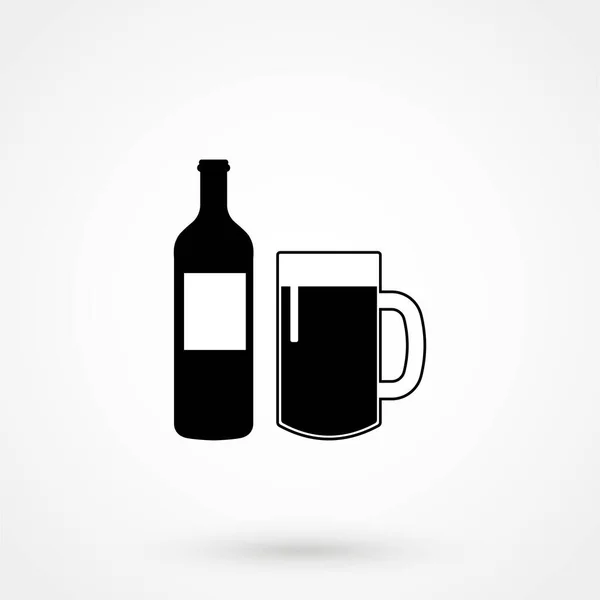 ビール瓶と空白のラベルとガラス — ストックベクタ
