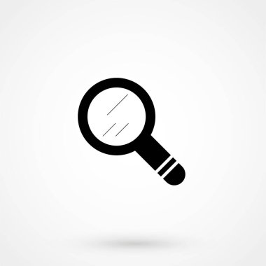 Simge vektörünü ara. Ara, konsept bul. Büyüteç beyaz arka planda izole edilmiş. Düz tasarım biçimi