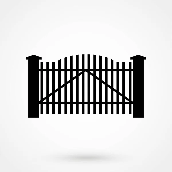 Black Wooden Fence Garden Gate Vector Isolated — Stock vektor