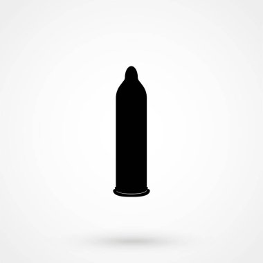 Web sitesi tasarımı için kondom simgesi ya da mobil uygulama için düğme. Logo illüstrasyonu.