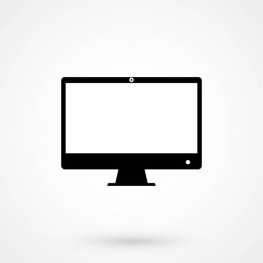 Bilgisayar monitörü simgesi. Düz bilgisayar sembolü. Vektör illüstrasyonu, EPS10.
