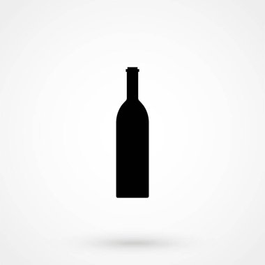 Şarap şişesi ikonu. Arka planda izole edilmiş şişe sembolü.