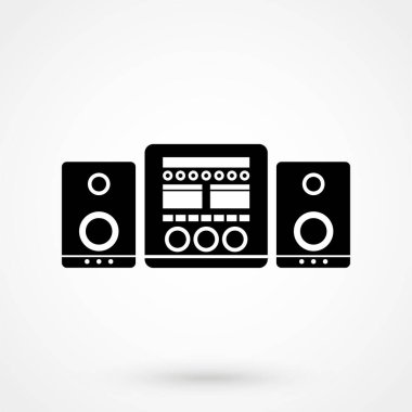 Web sitesi tasarımı veya mobil uygulamalar için stereo sistem simgesi. Logo illüstrasyonu.