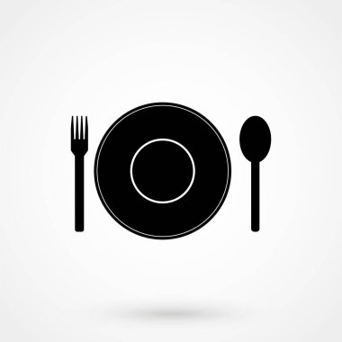 çatal kaşık tabak vektör simgesi
