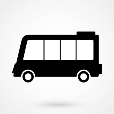 Minibus simge vektörü, katı logo illüstrasyonu, beyaz üzerine izole edilmiş pictogram