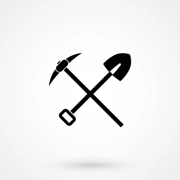 Shovel Pickax Icon Voor Web Mobiele Applicatie Vlakke Ontwerpstijl — Stockvector