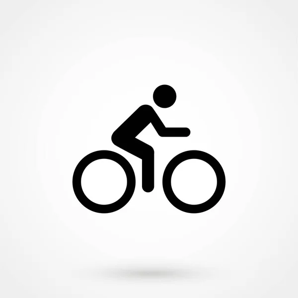 骑自行车的图标 简单的平面标志的骑自行车的人在白色背景 骑自行车的人的剪影 向量例证 — 图库矢量图片