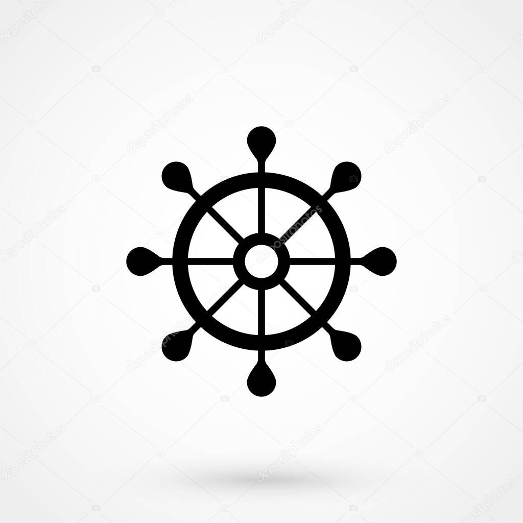 Ship Steering Wheel Vector Icon.