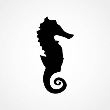 Deniz atı simgesi beyazda izole edilmiş. Sembol, logo illüstrasyonu