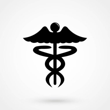 Caduceus glif simgesi, tıp ve sağlık, eczane işareti vektör grafikleri, beyaz bir arka planda eps 10 katı bir desen.