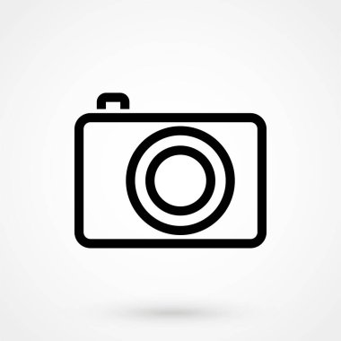 Kamera vektör simgesi. Web siteleri ve mobil minimalist düz tasarım için fotoğraf hattı vektör simgesi.