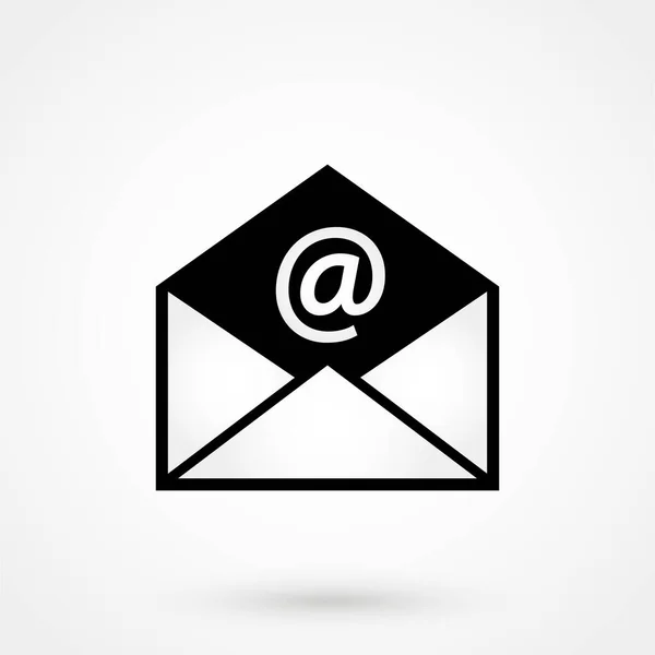 Email Ícone Preto Com Sombra Tecnologia Base — Vetor de Stock