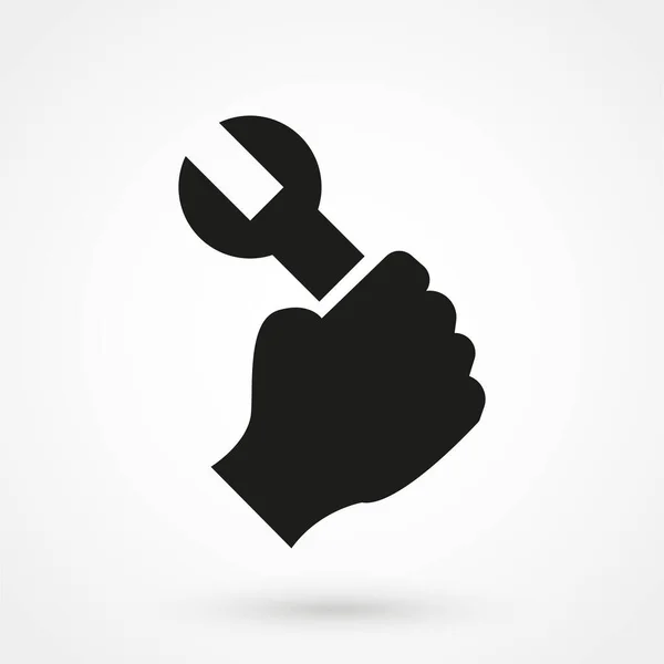 Arbeider Hand Met Moersleutel Symbool Achtergrond Vector Illustratie Personen — Stockvector