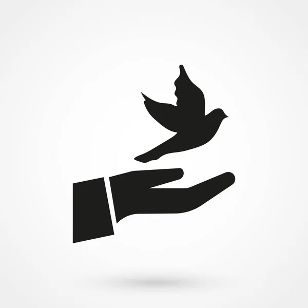 Siluet Tangan Manusia Yang Melepaskan Burung Dan Burung Terbang Stok Vektor