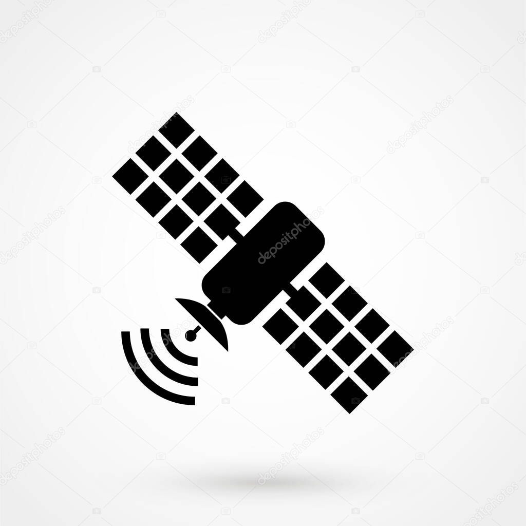 Satellite Icon isolated on white. Symbol, logo illustration