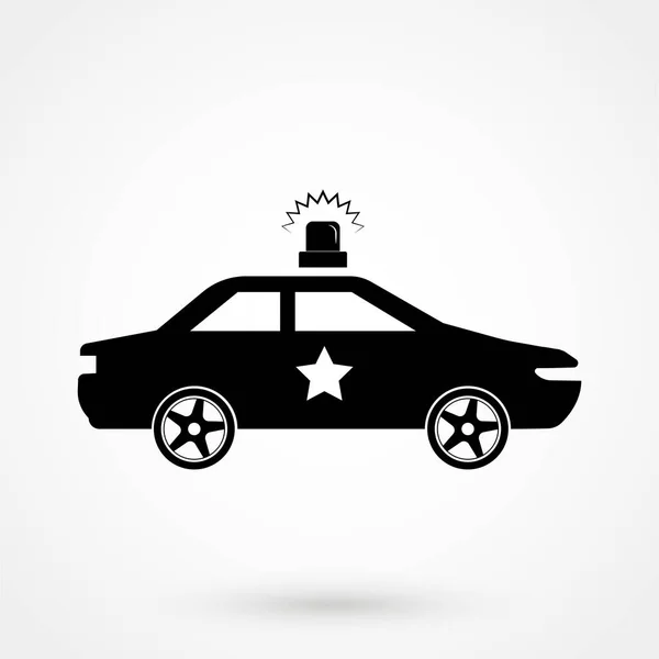 Police Car Icon Black Vector Illustration Reflection — Stockvektor