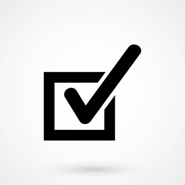 Onay işareti simgesi beyaz arka plan üzerinde gösterimi