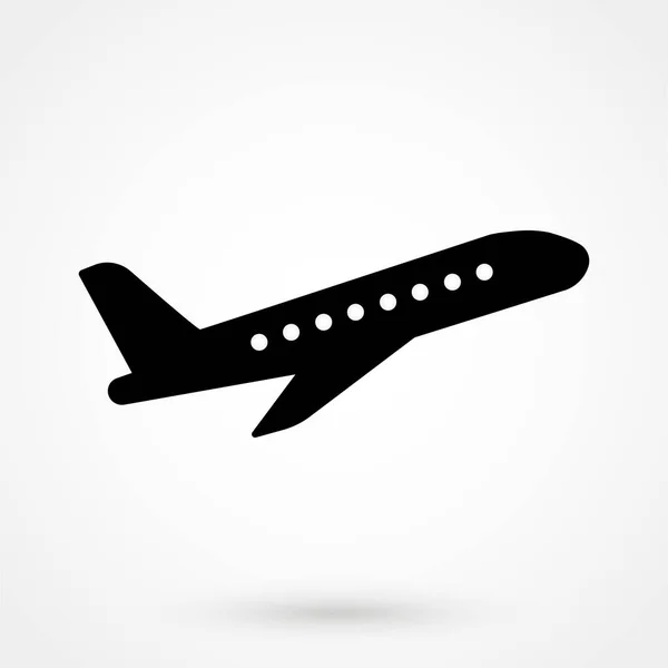 Vektorová Ilustrace Siluety Černého Letadla Izolované Bílém Pozadí Letadlo Ikon — Stockový vektor